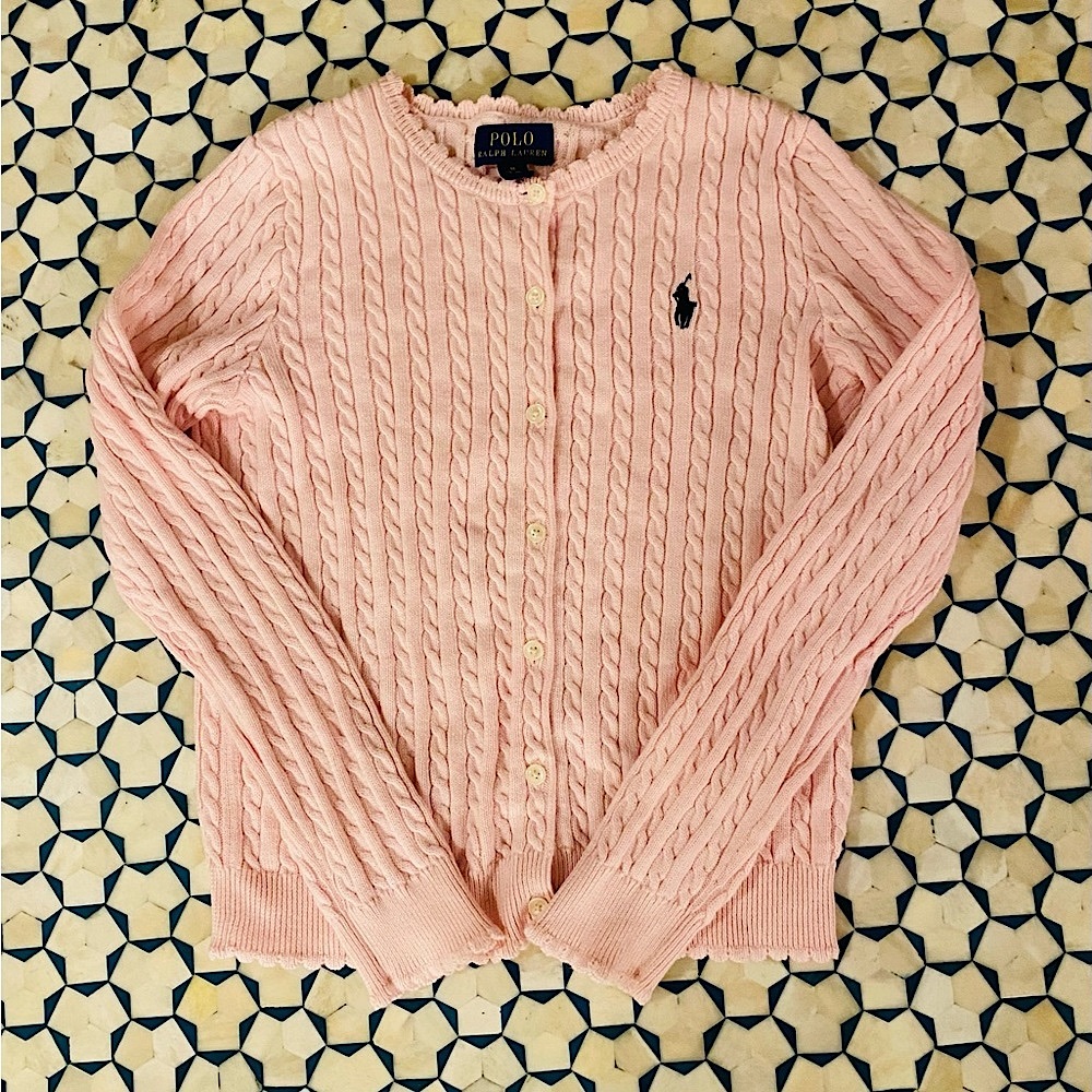 Polo by Ralph Lauren Girls Pink Cable-Knit Cardigan (8-10) girls